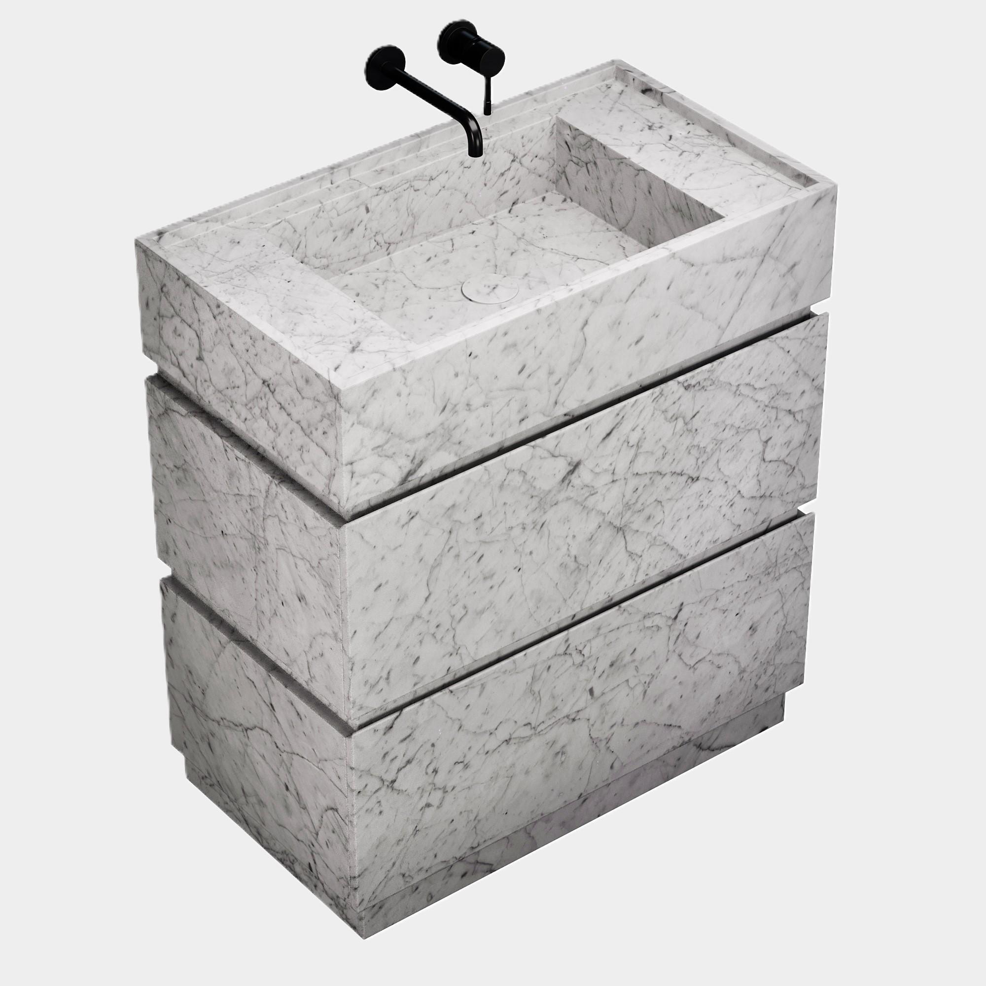 Orca - Marmor-Badschminktisch - Weiß Carrara - Medium (Handgefertigt) im Angebot