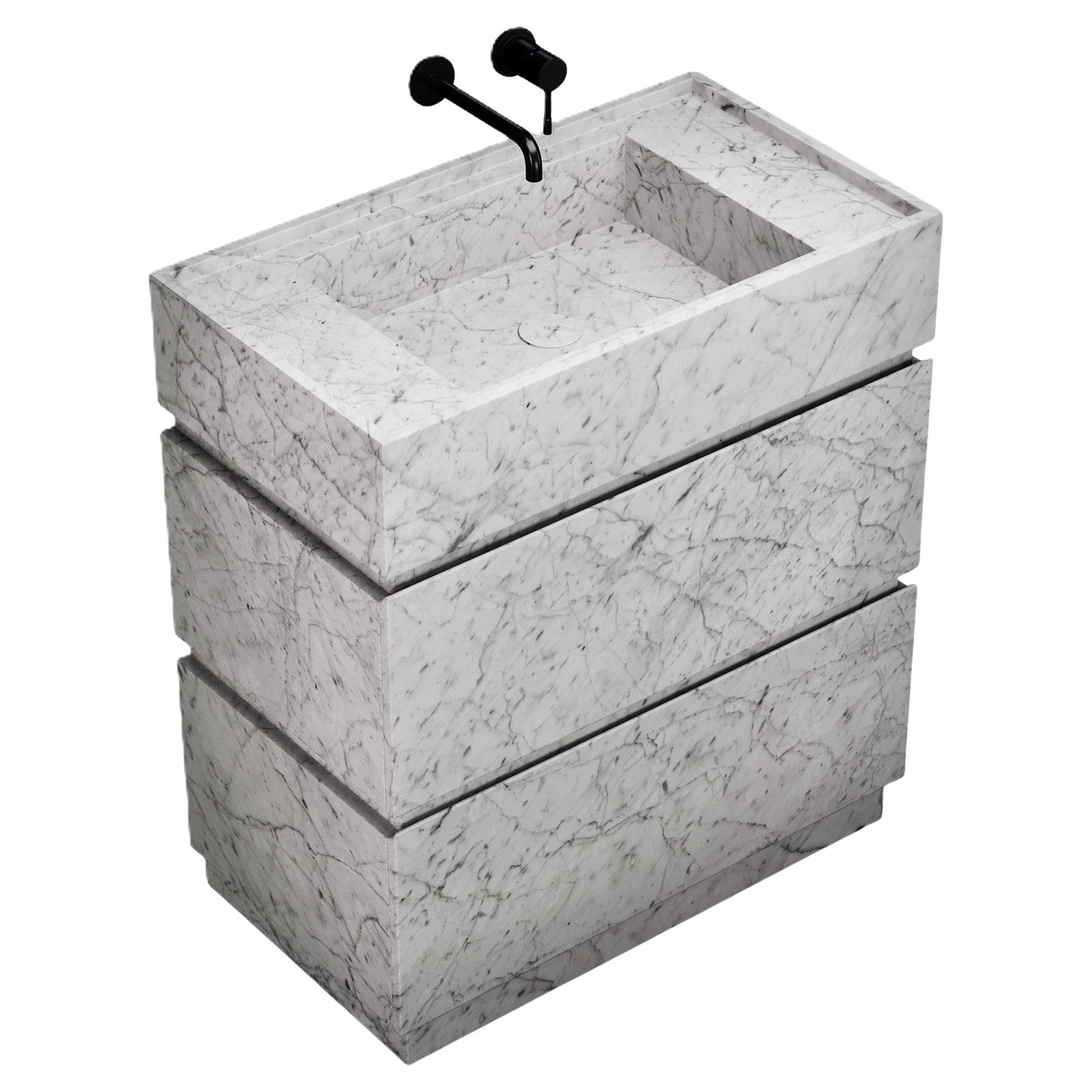 Orca - Marmor-Badschminktisch - Weiß Carrara - Medium