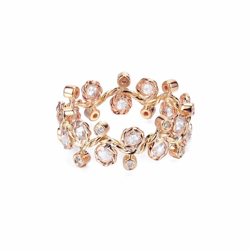 For Sale:  Orchard Rose Cut Diamond Eternity Wavy Band 18K 2