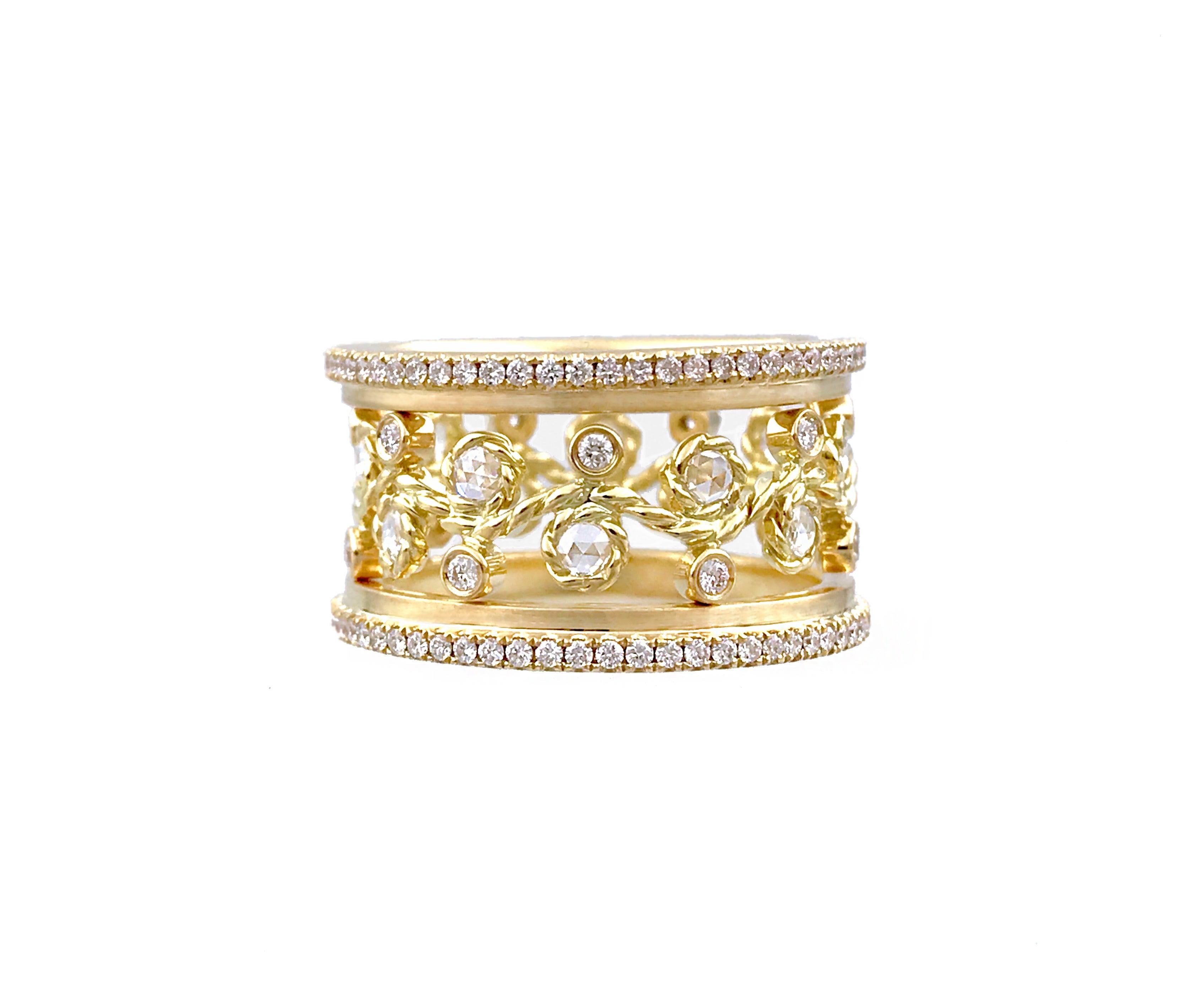 For Sale:  Orchard Rose Cut Diamond Eternity Wavy Band 18K 5