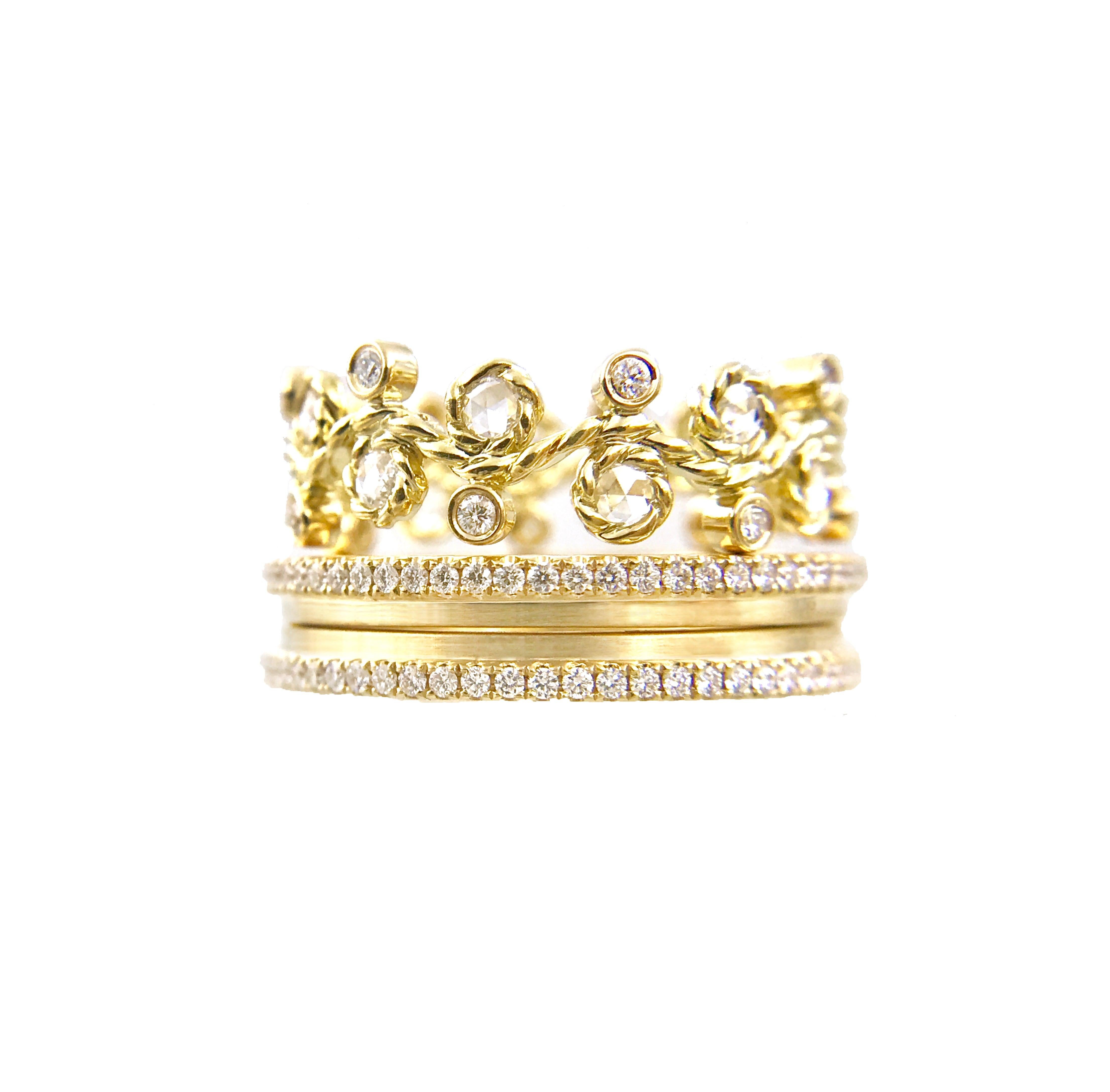 For Sale:  Orchard Rose Cut Diamond Eternity Wavy Band 18K 6