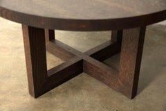 Round Wood Coffee Table and Wood Base in Dark Stained Urban Oak