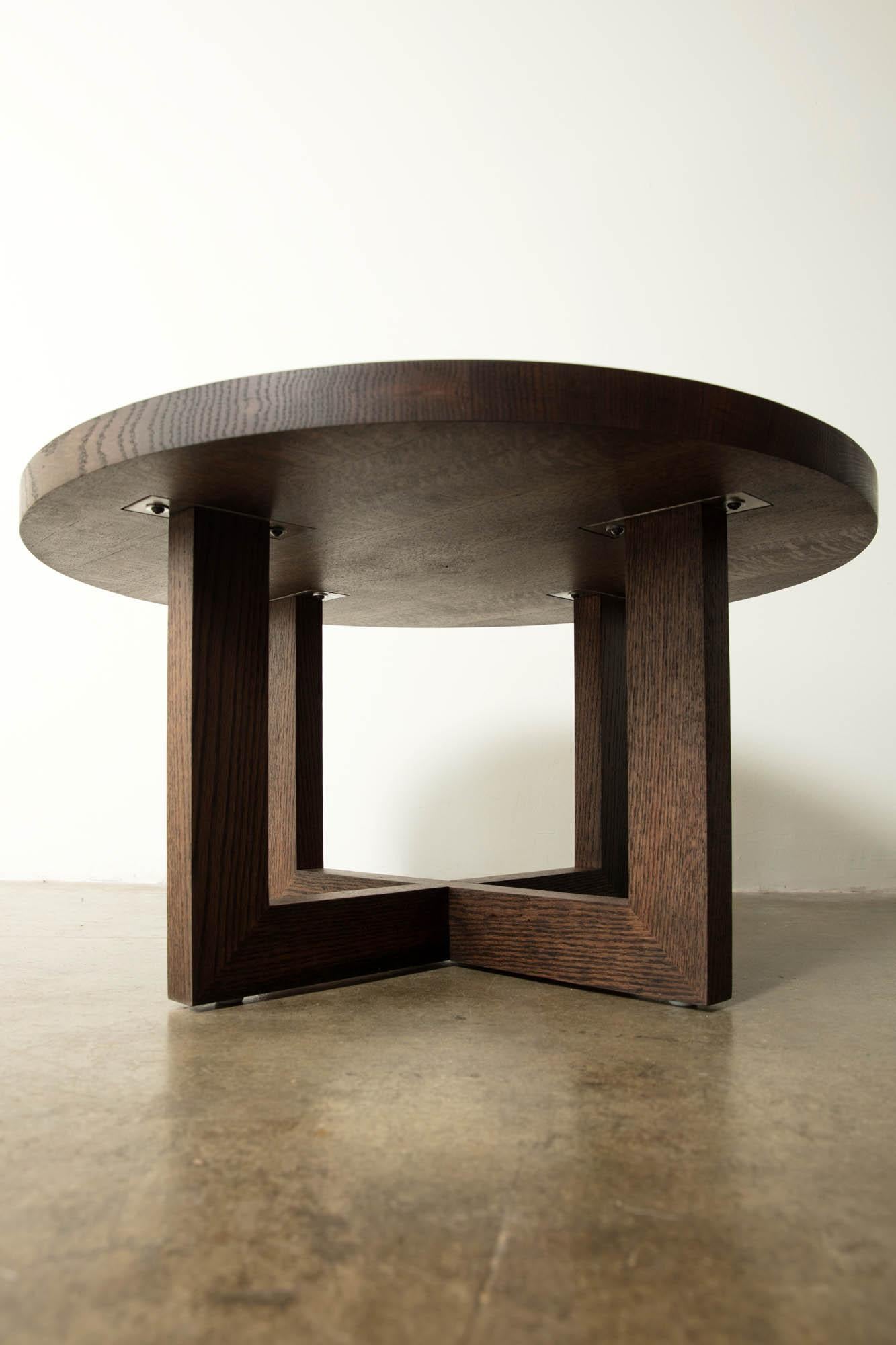 Round Wood Coffee Table in Dark Stained Urban Oak In New Condition For Sale In Birmingham, AL