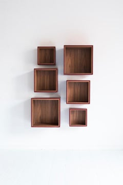 Orchestra, Contemporary Leather and Wood Modular Shelving System