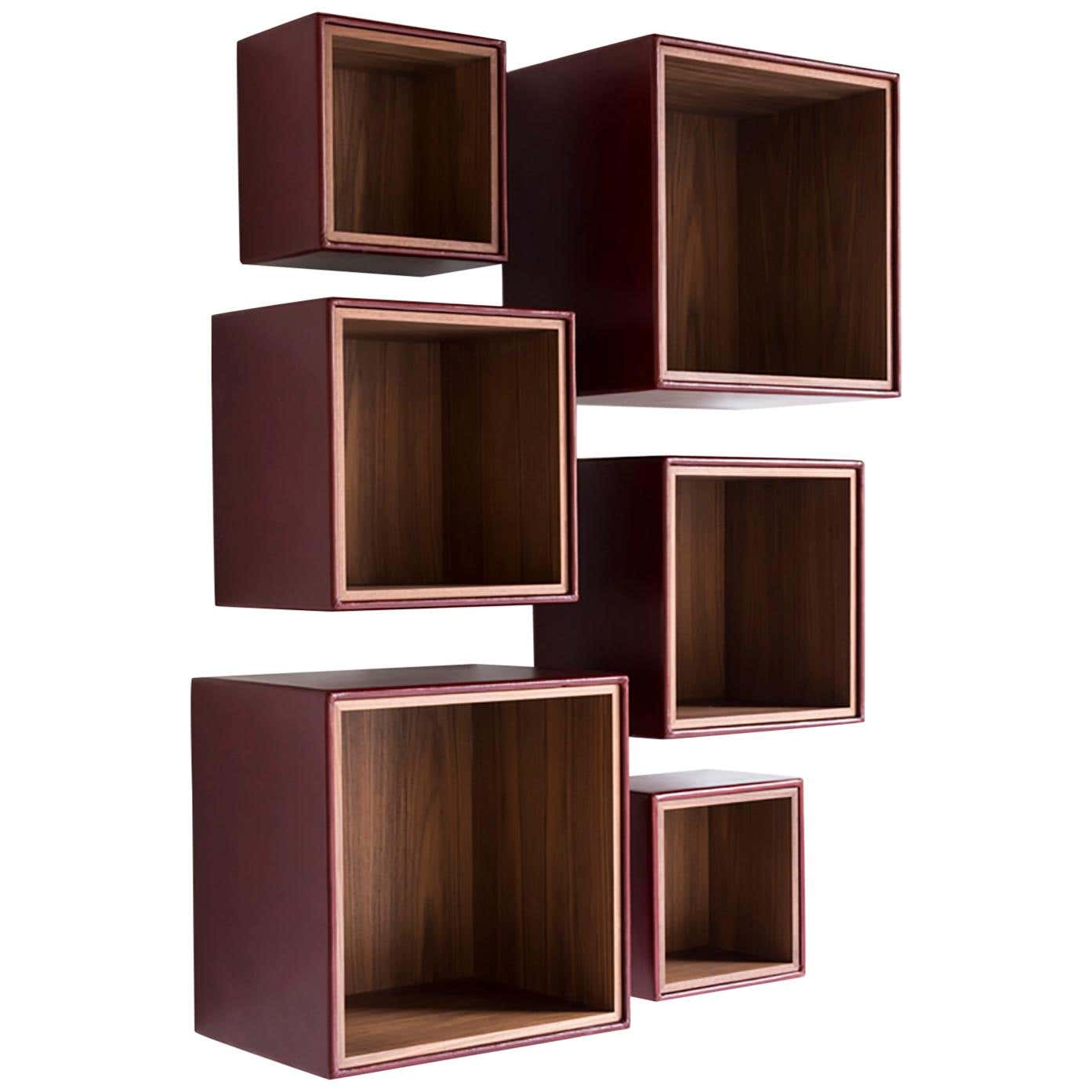 Orchestra, Contemporary Leather and Wood Modular Shelving System For ...