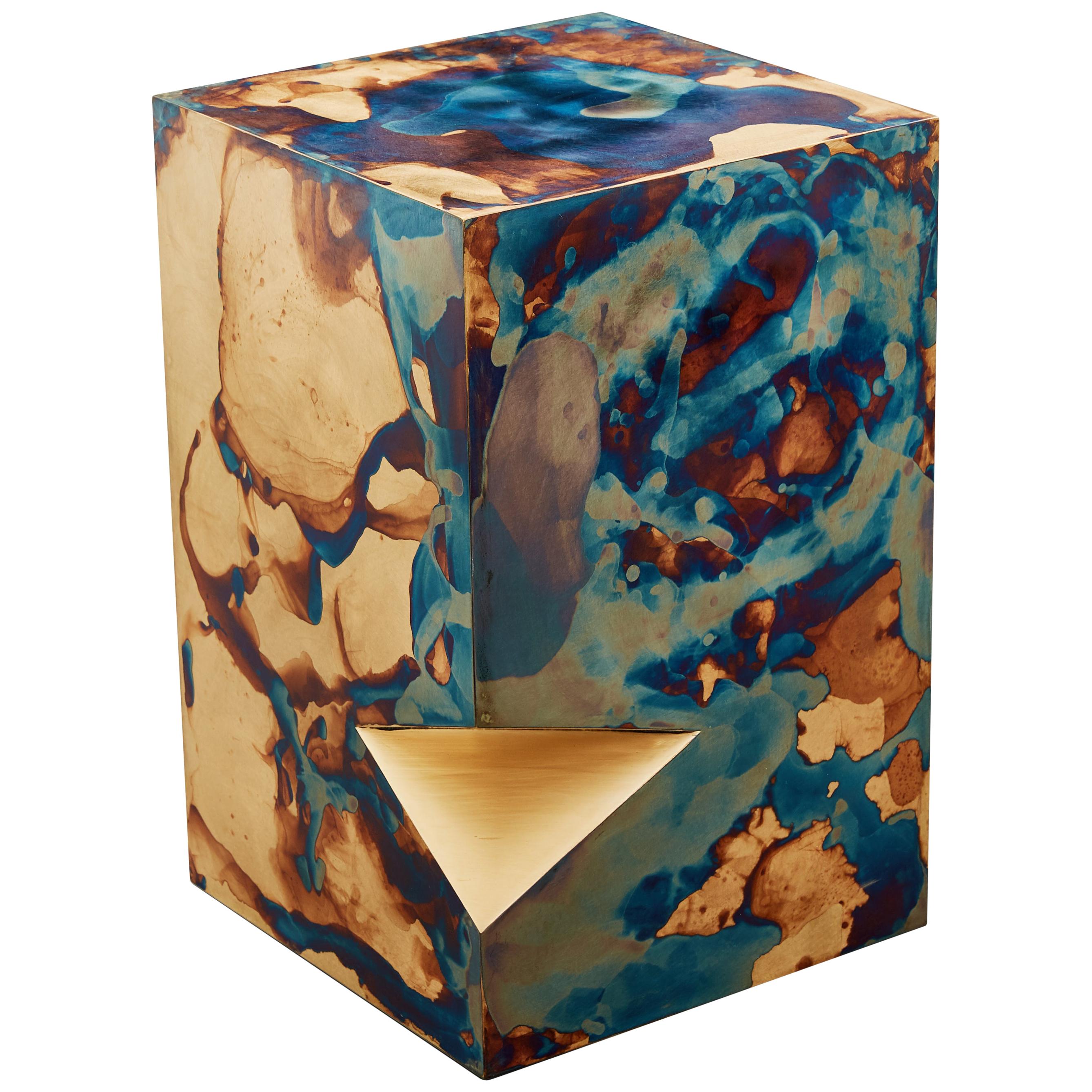 Orchestra No.1 Copper Square Multi-Color Texture Stool Side Table Customizable For Sale