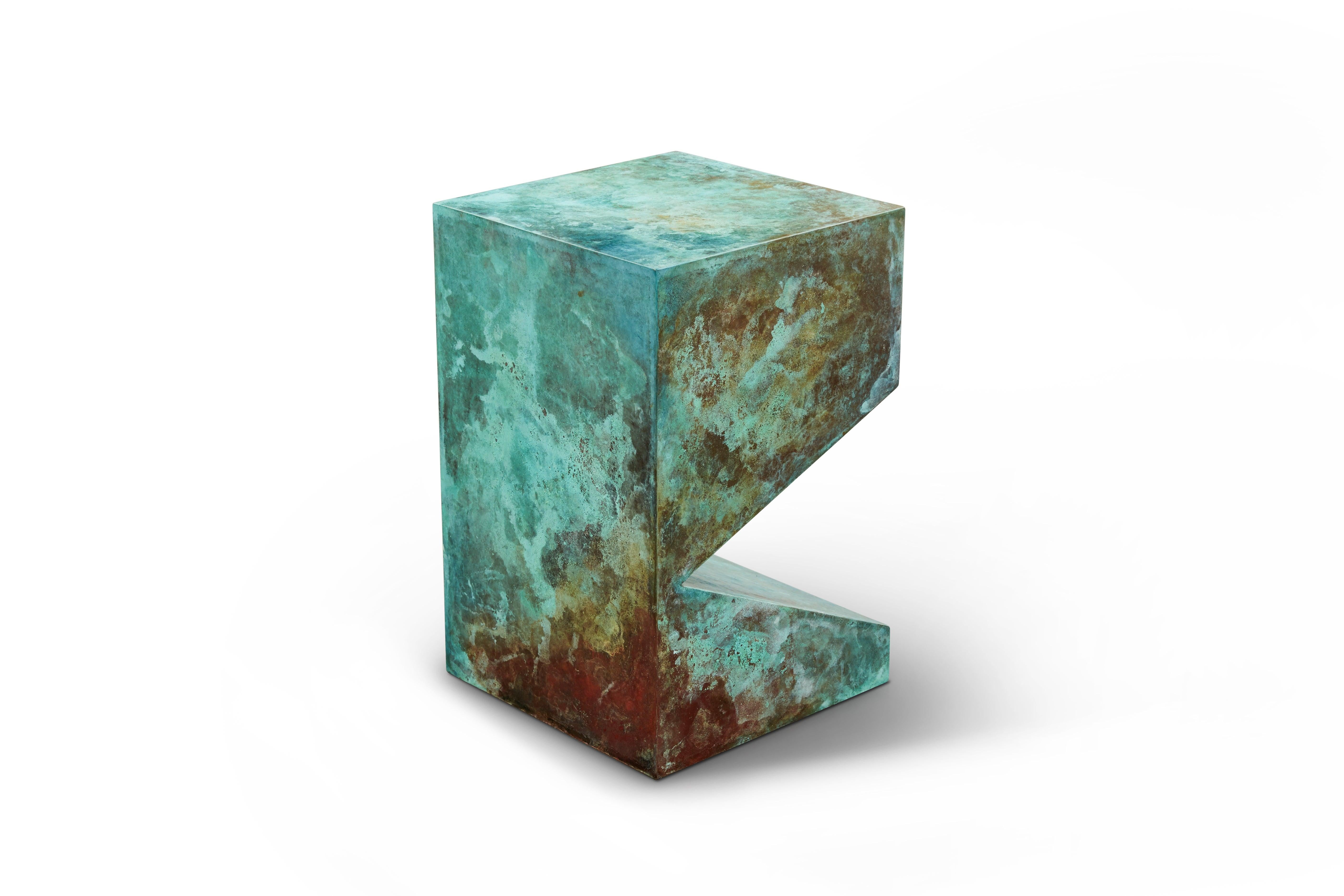 Orchestra No.2 Copper Square Multi-Color Texture Stool Side Table Customizable In New Condition For Sale In Beverly Hills, CA