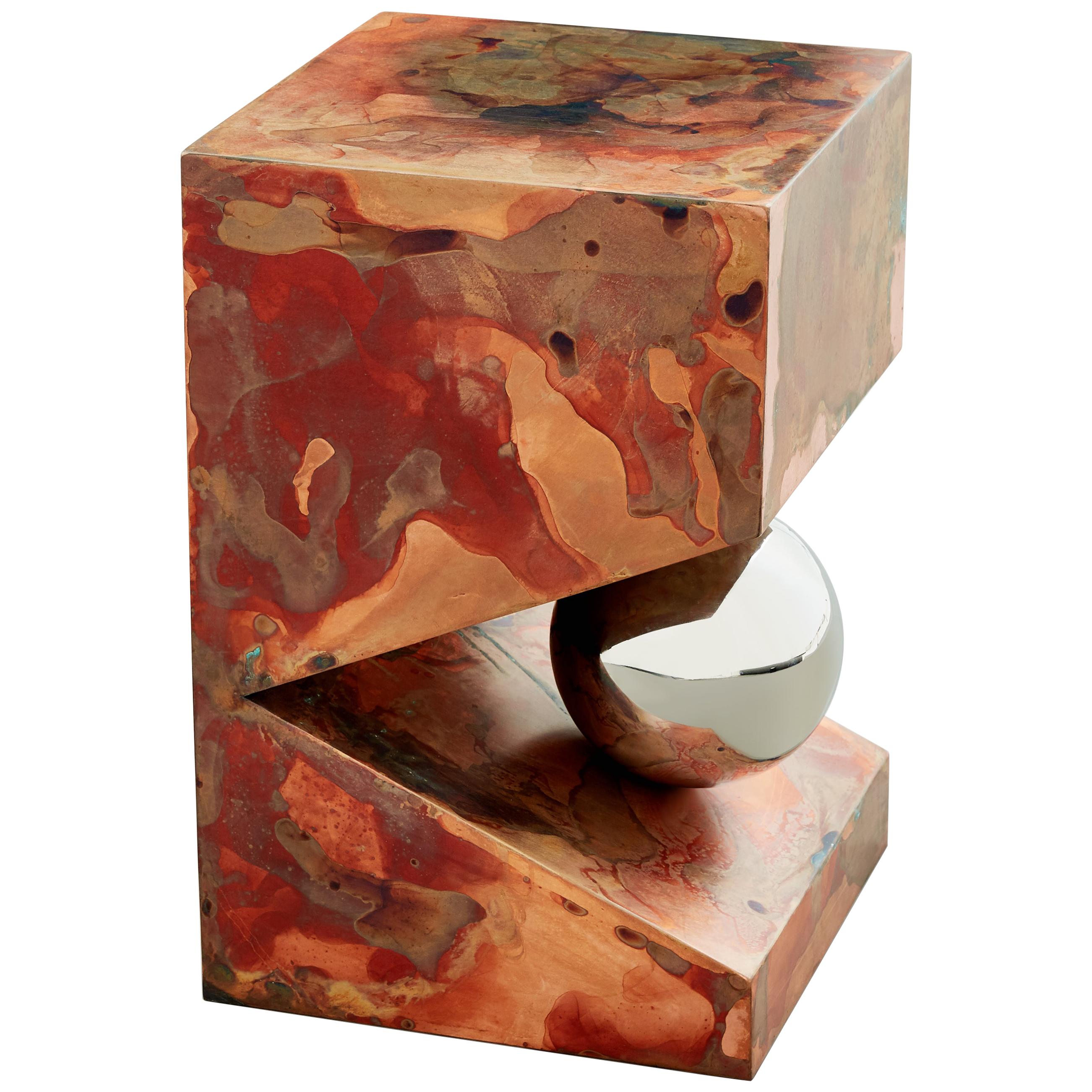 Orchestra No.3 Copper Square Multi-Color Texture Stool Side Table Customizable For Sale