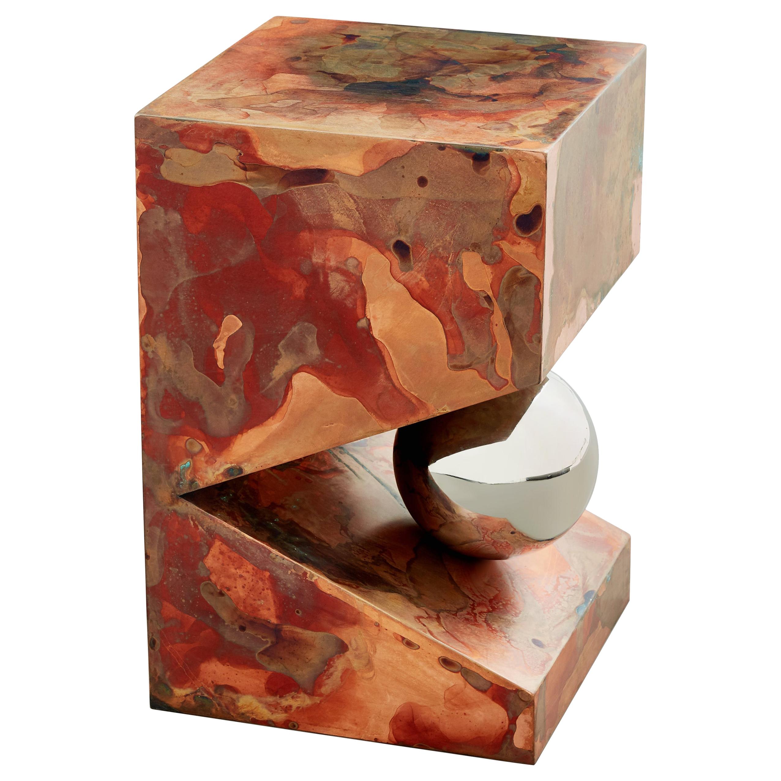 Orchestra No.3 Copper Square Multi-Color Texture Stool Side Table Customizable For Sale