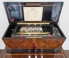 Orchestral Interchangeable Antique Music Box on Table, Ducommun Girod, c. 1870