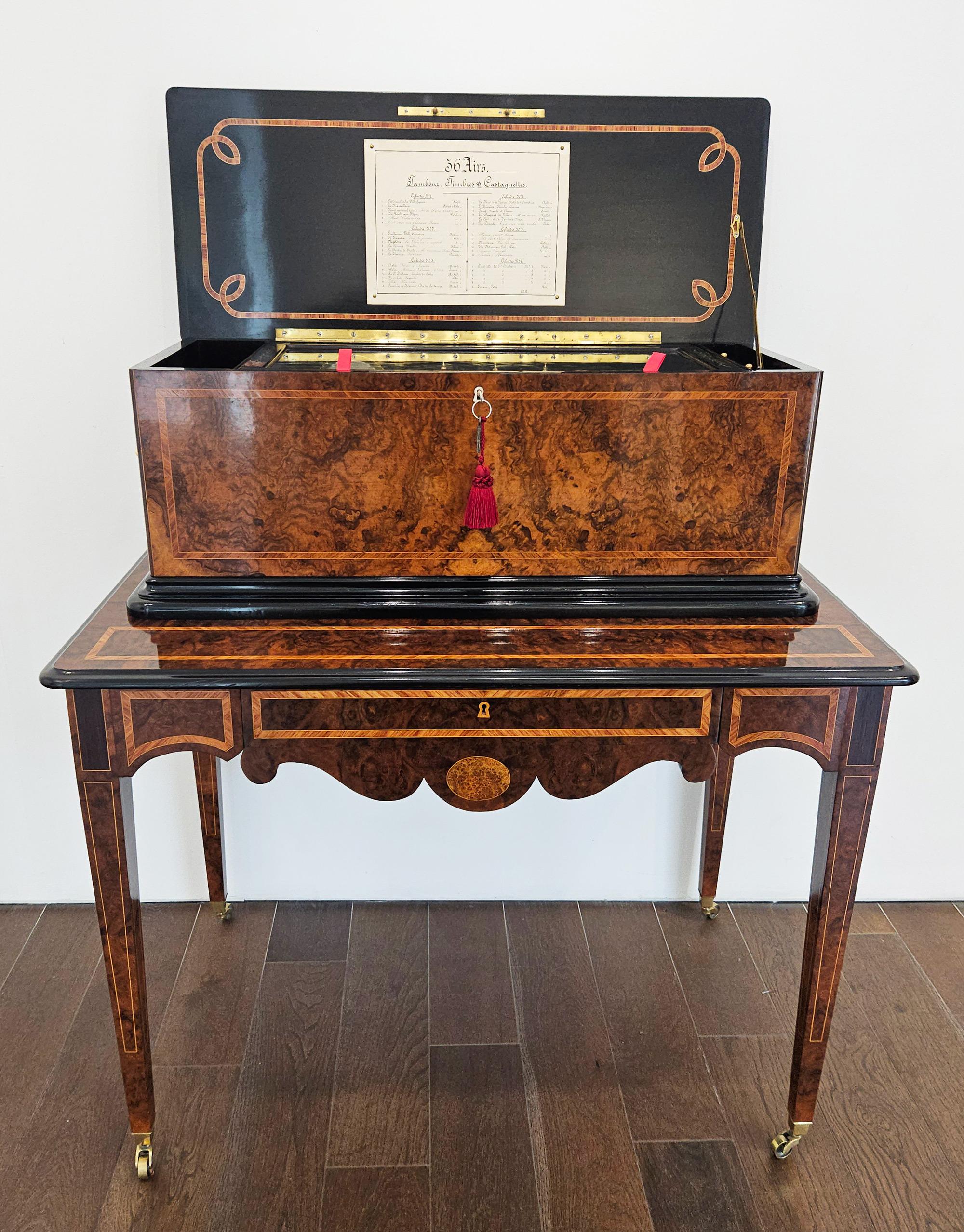Orchestral Interchangeable Antique Music Box on Table, Ducommun Girod, c. 1870 For Sale 2