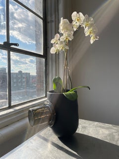 Orchid BIB Pot, in Matte Black and Broken Silver, by Artist Stef Duffy