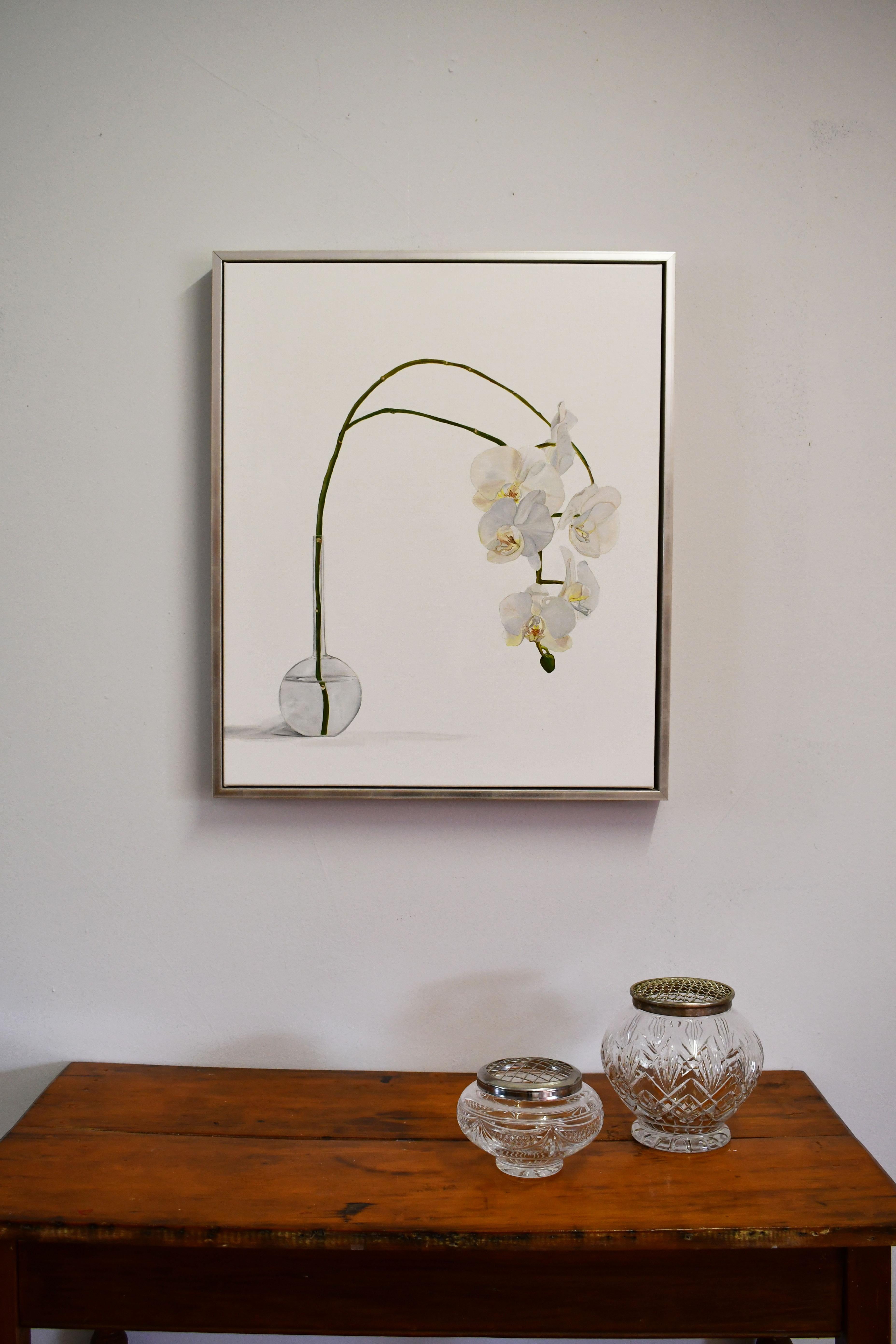 Orchid Botanical Oil Painting by Australian artist Tarn McLean In New Condition For Sale In MIDDLE RIDGE, AU