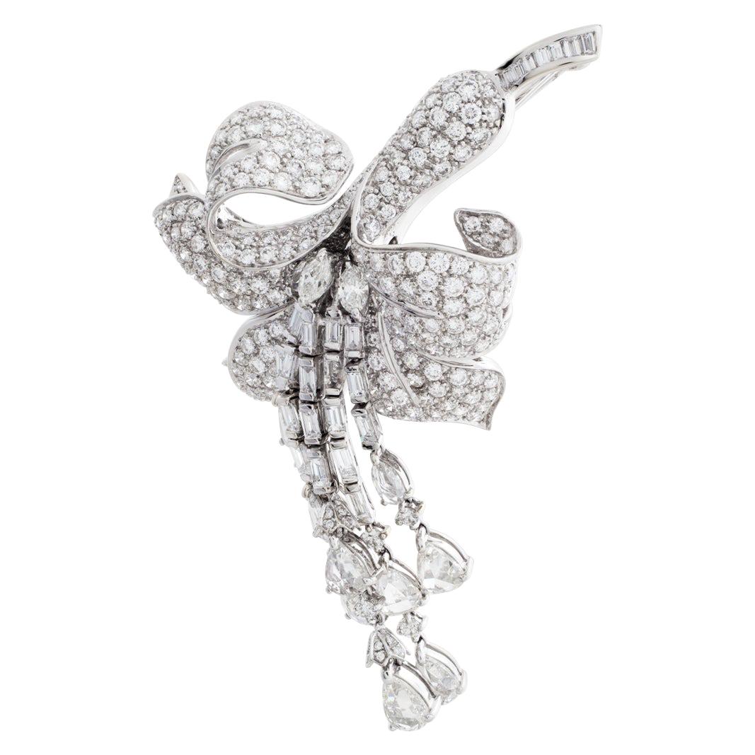 Orchid Brooch in 18k White Gold with over 8 Carat in Diamonds