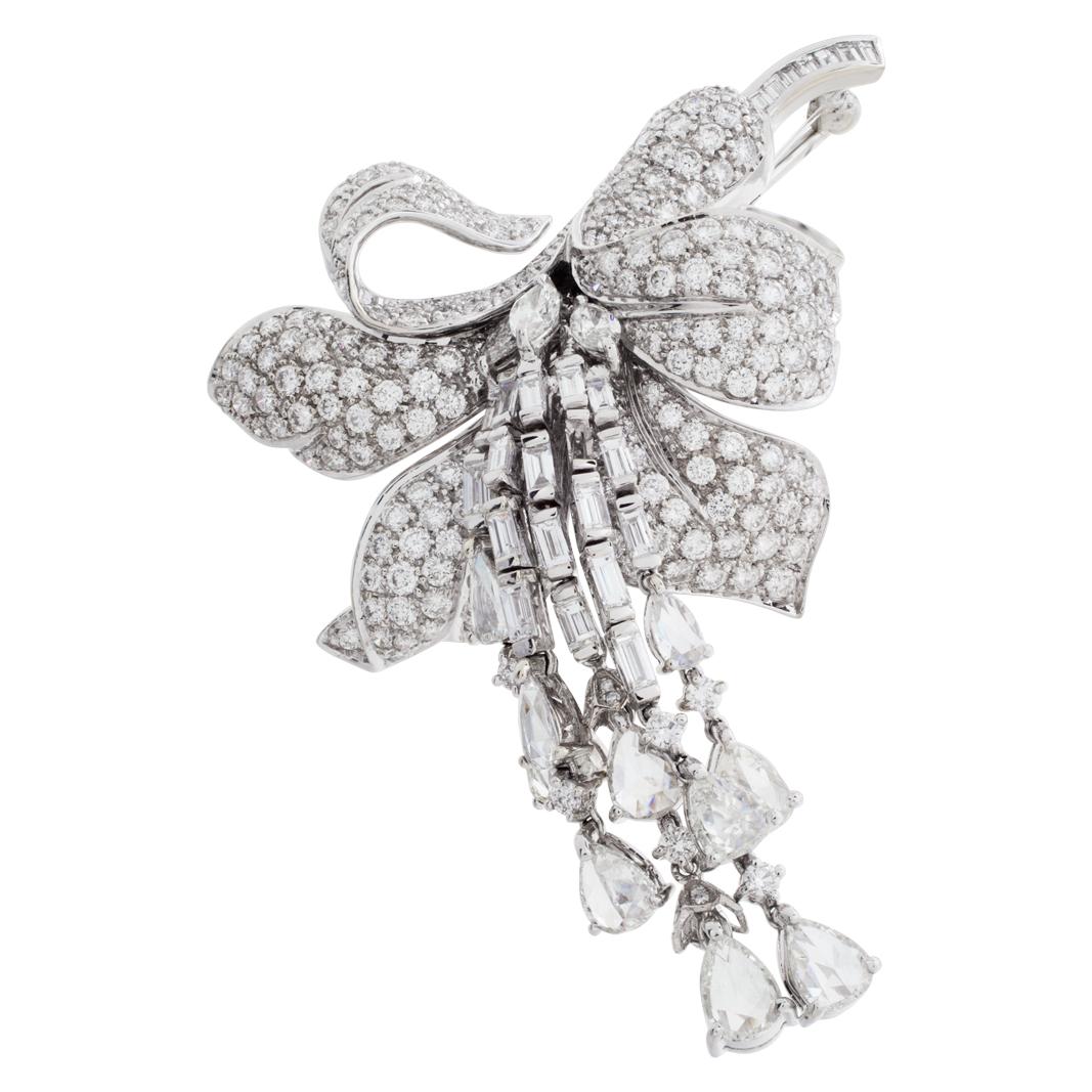 ESTIMATED RETAIL $42,000.00 - YOUR PRICE $22,620.00 - Blooming diamond Orchid brooch in 18k white gold with over 8 carats in G-H color, VS-SI clarity round, baguette, marquise & briolette cut pear diamonds. 3.25