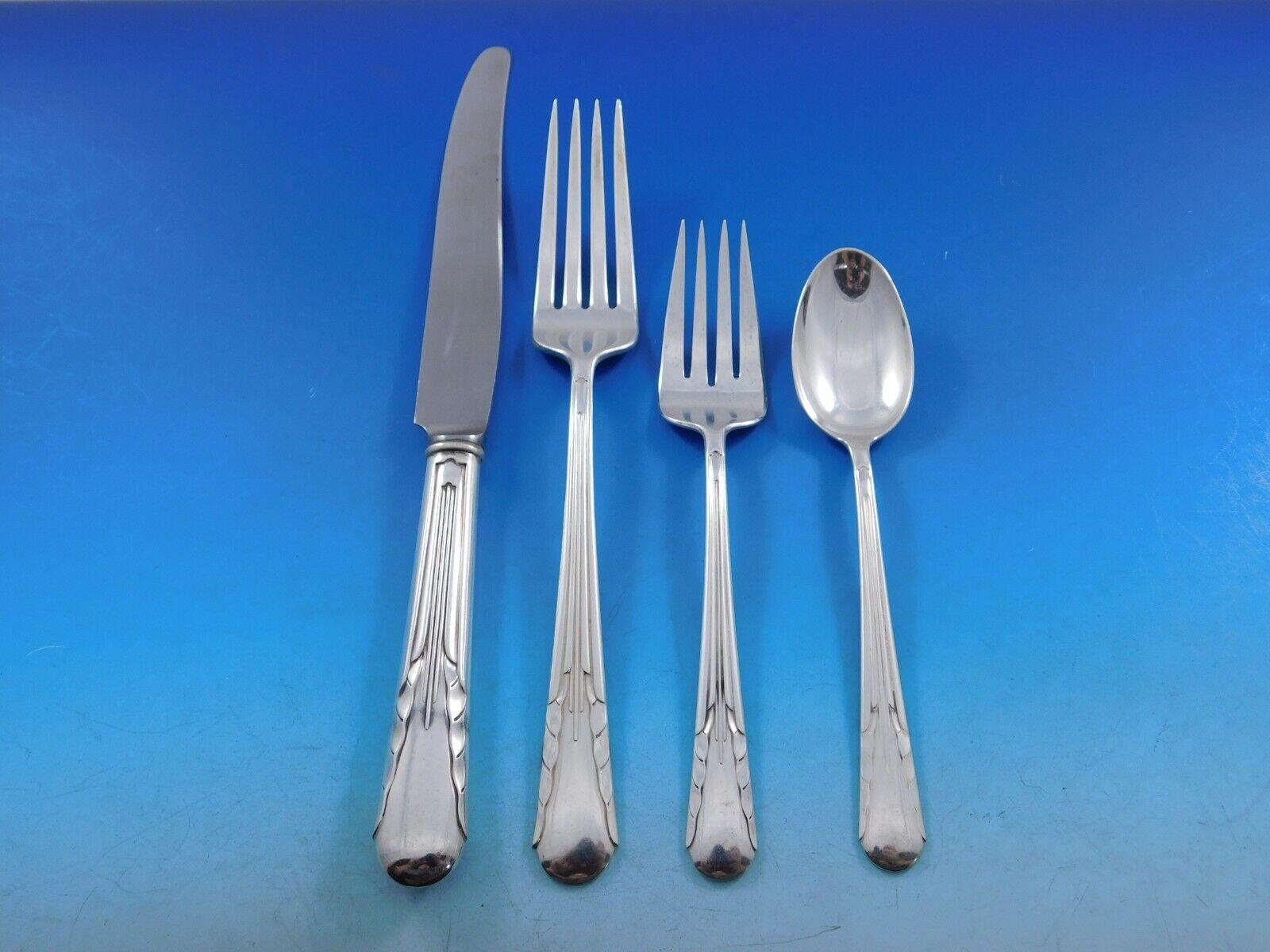 Orchid by International Sterling Silver Flatware Set for 8 Service 68 pcs Dinner In Excellent Condition For Sale In Big Bend, WI