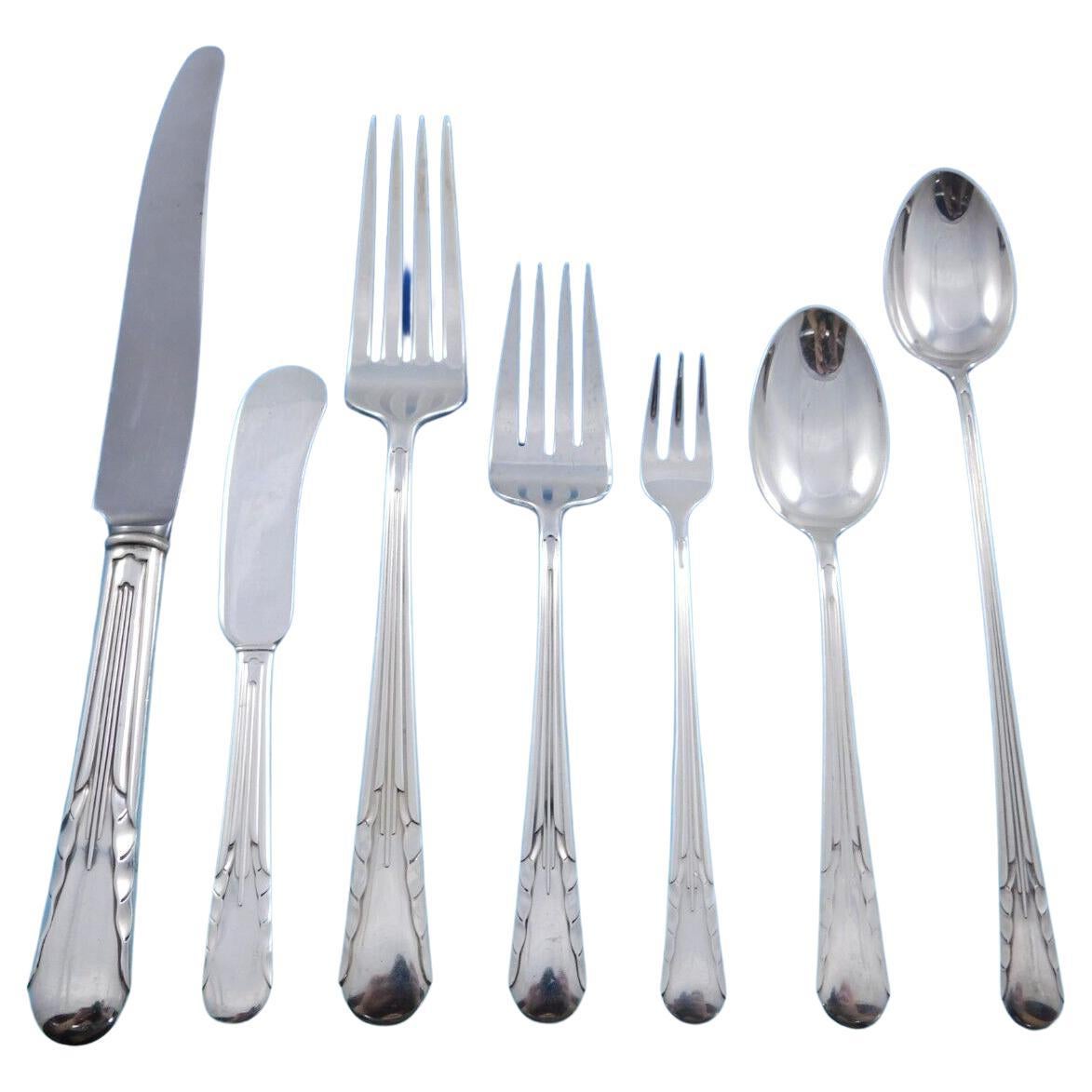 Orchid by International Sterling Silver Flatware Set for 8 Service 68 pcs Dinner For Sale
