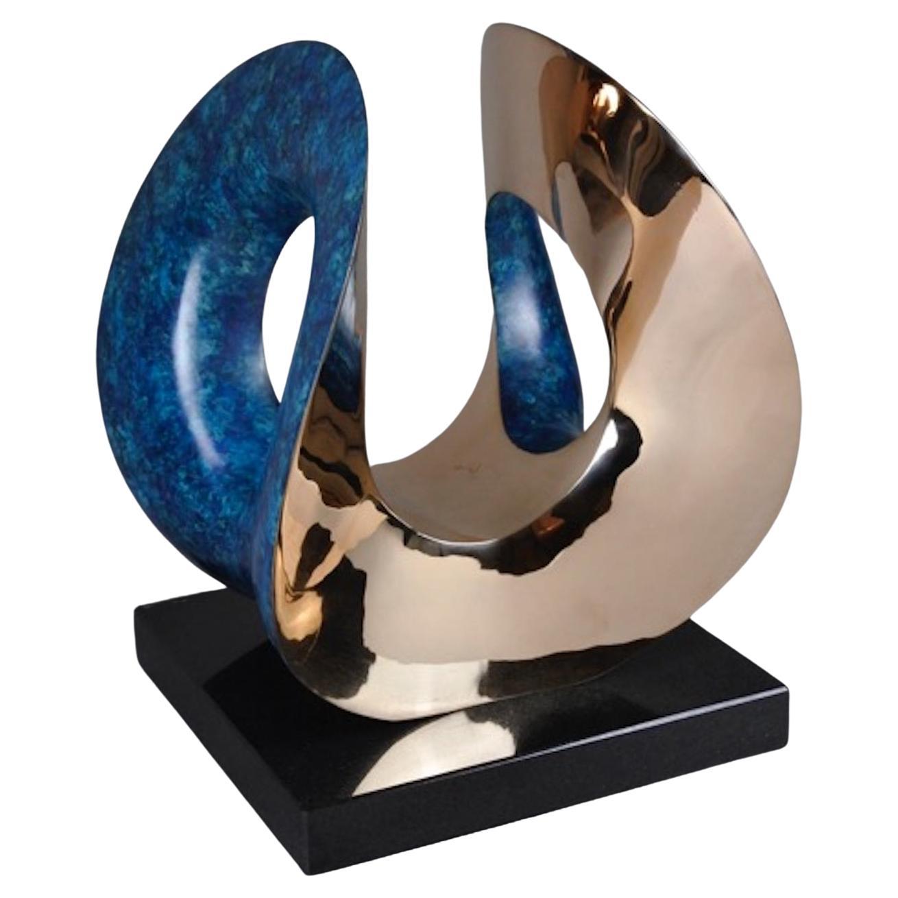 Bronze-Tischskulptur aus Bronze, eine Hommage an Naum Gabo und die Konstruktivisten