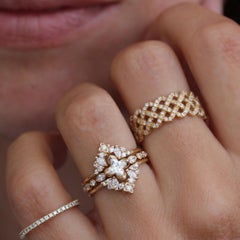 Orchid Cut Flower Star Rare Engagement Ring with Ring Guard