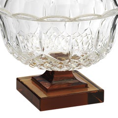 Orchid Dark Amber Crystal Base and Blue Glass Knob Box