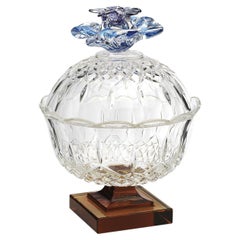Orchid Dark Amber Crystal Base and Blue Glass Knob Box