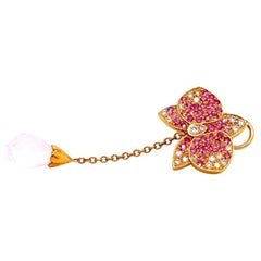 Orchid Earrings Pink Sapphires & Diamond 18k Caresse d'orchidées