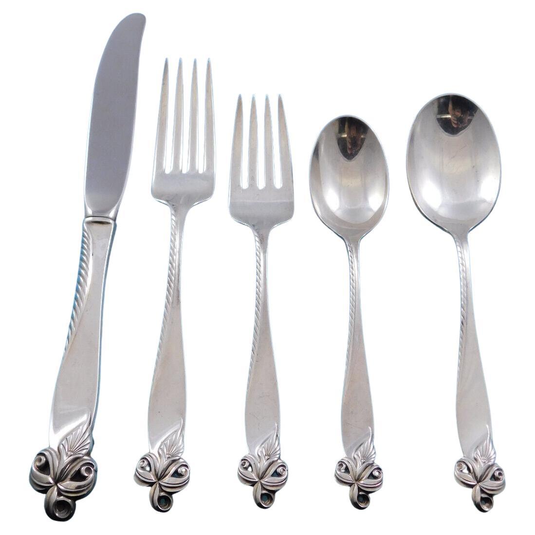 Orchid Elegance by Wallace Sterling Silver Flatware Set for 12 Service 64 Pieces