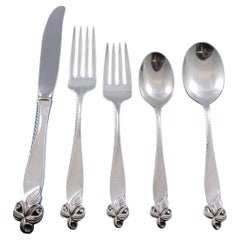 Vintage Orchid Elegance by Wallace Sterling Silver Flatware Set for 12 Service 64 Pieces