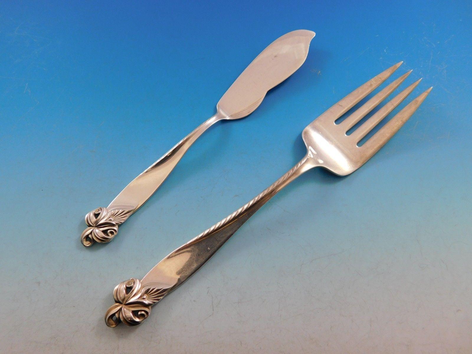 Ensemble de couverts en argent sterling Orchid Elegance de Wallace pour 8 personnes 54 pièces en vente 2