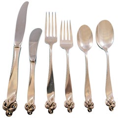 Orchid Elegance by Wallace Sterling Silver Flatware Set for 8 Service 54 Pieces