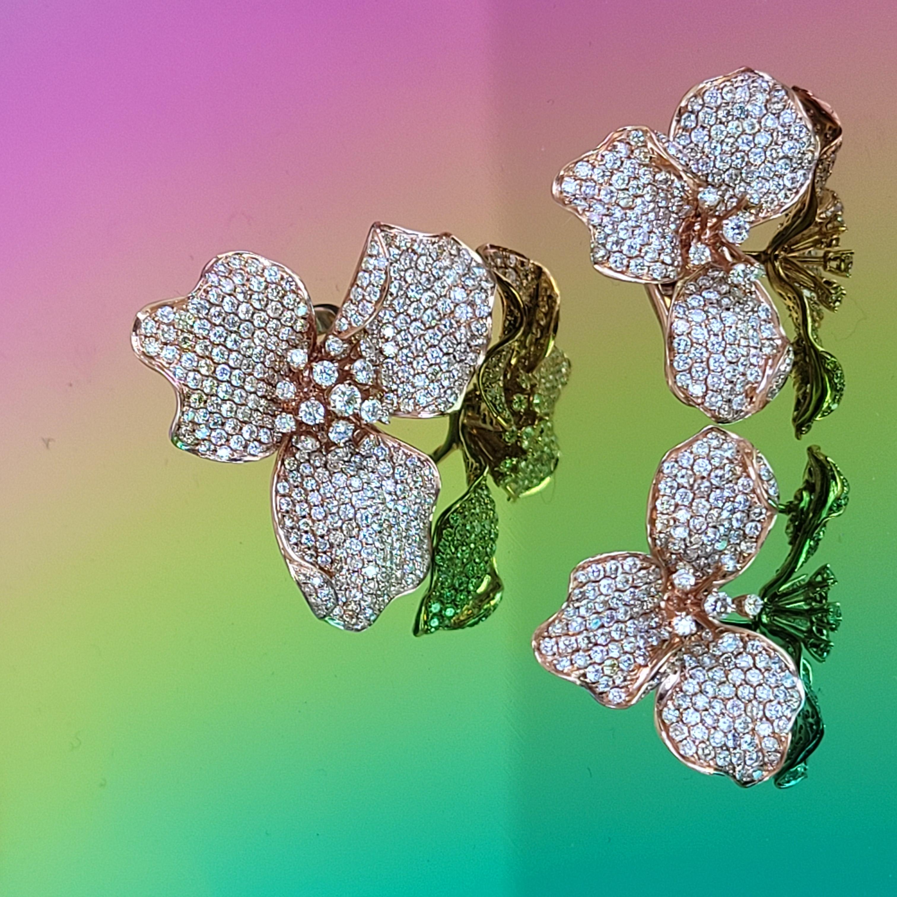 Orchidee Garten Kollektion mit 18 Karat Gold Cocktail Love Ring mit Diamanten lupenreinen (Rundschliff) im Angebot