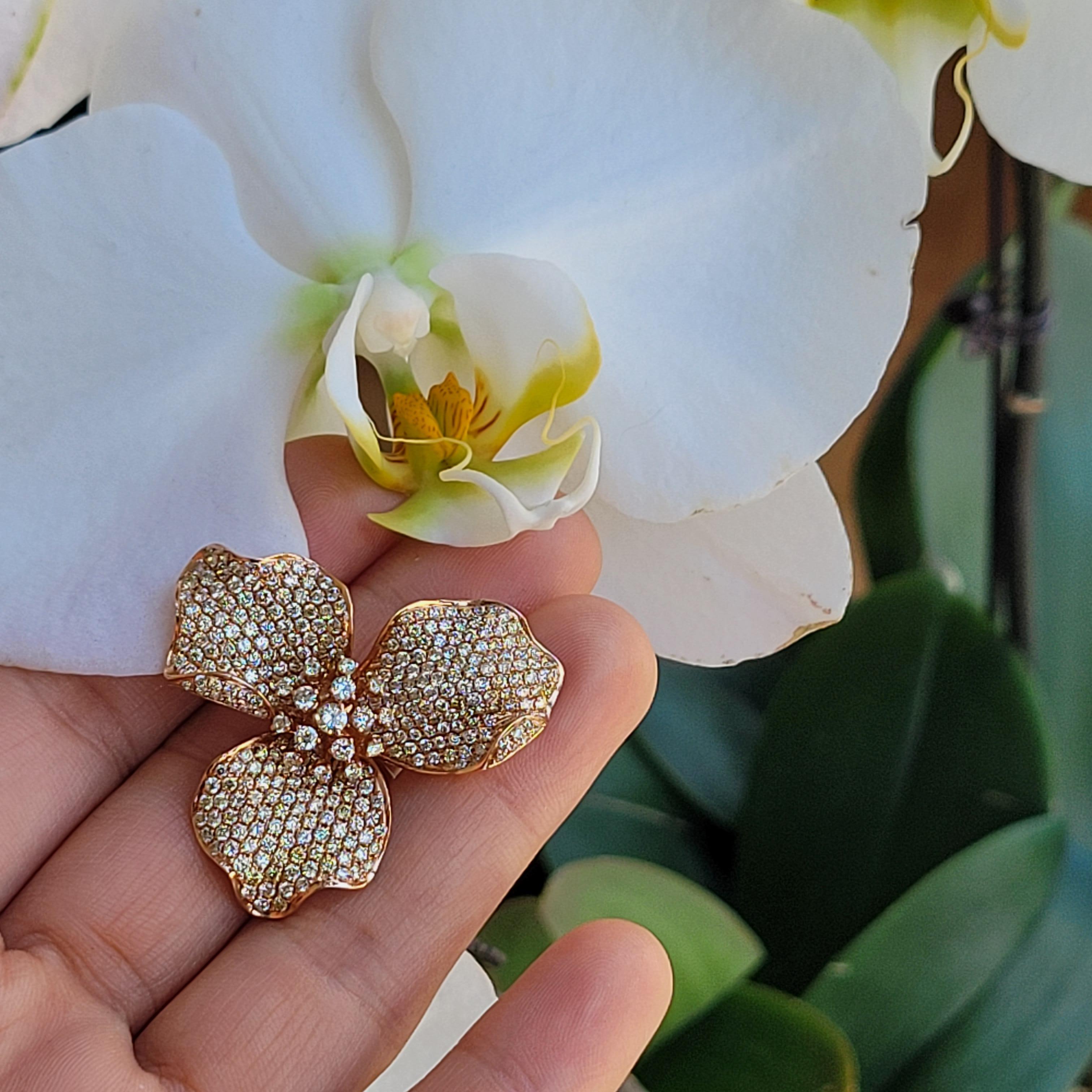 Round Cut Orchid Garden Collection with 18K Gold Cocktail Love Ring with Diamonds Flawless For Sale