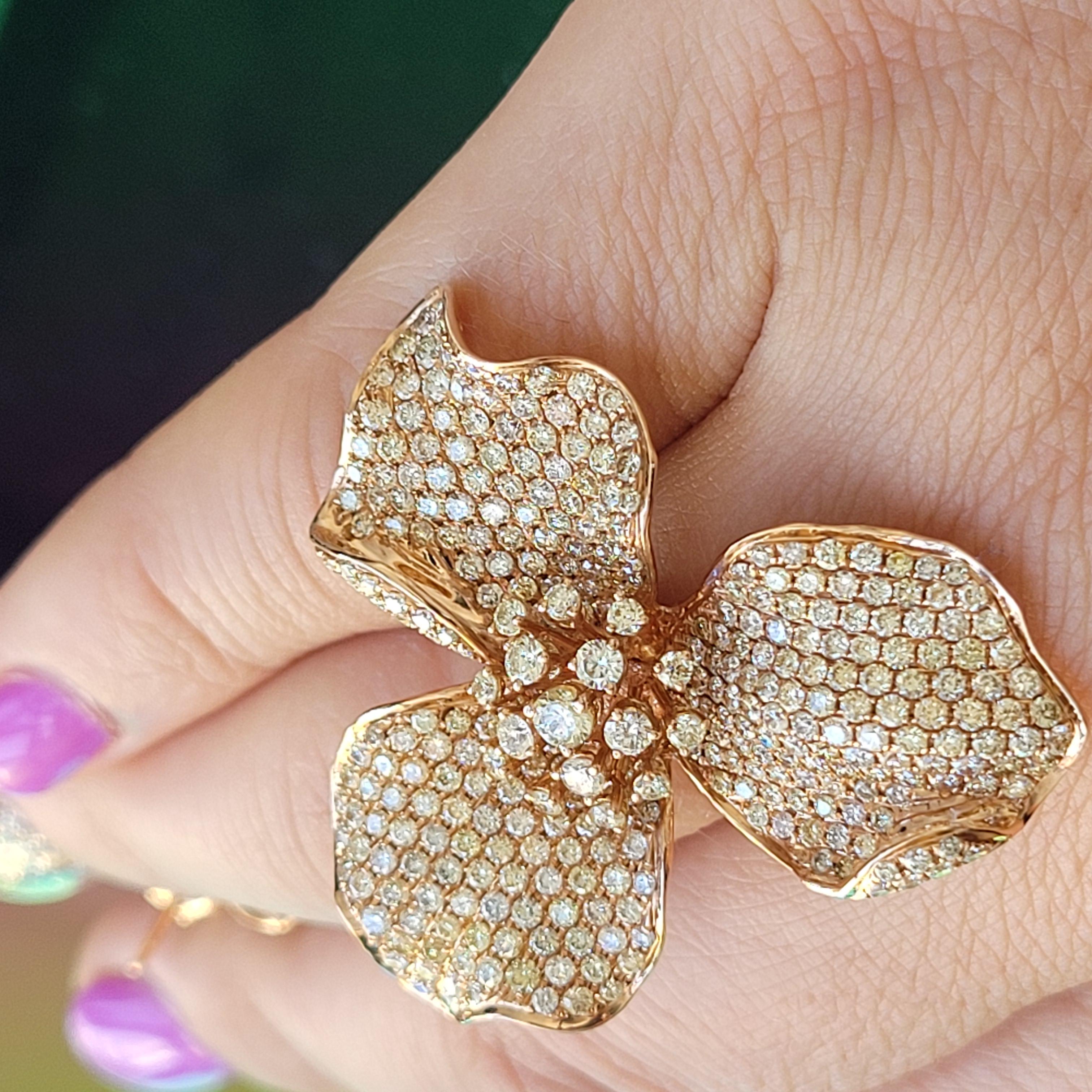 Orchidee Garten Kollektion mit 18 Karat Gold Cocktail Love Ring mit Diamanten lupenreinen im Angebot 2