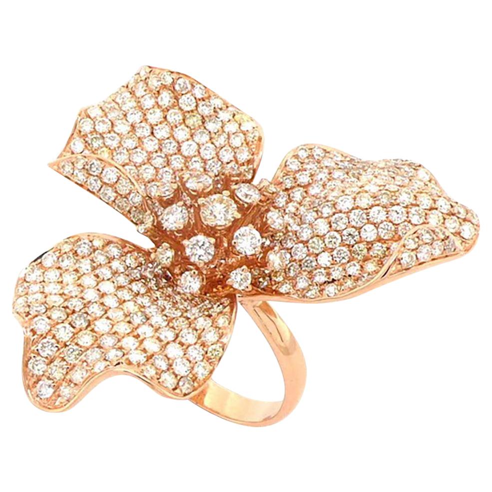 Orchid Garden Collection with 18K Gold Cocktail Love Ring with Diamonds Flawless For Sale