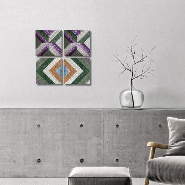 Moderno “Orchid” – Installazione murale in mosaico artistico  Kaleidoscope Collection in vendita