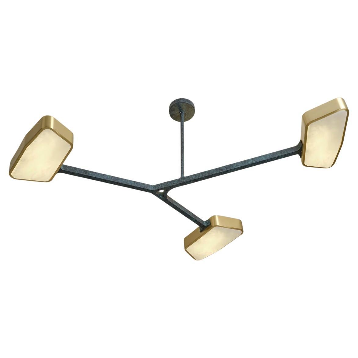 Orchid N.3 Ceiling Light by Gaspare Asaro. Verde Pietra and Satin Brass Finish