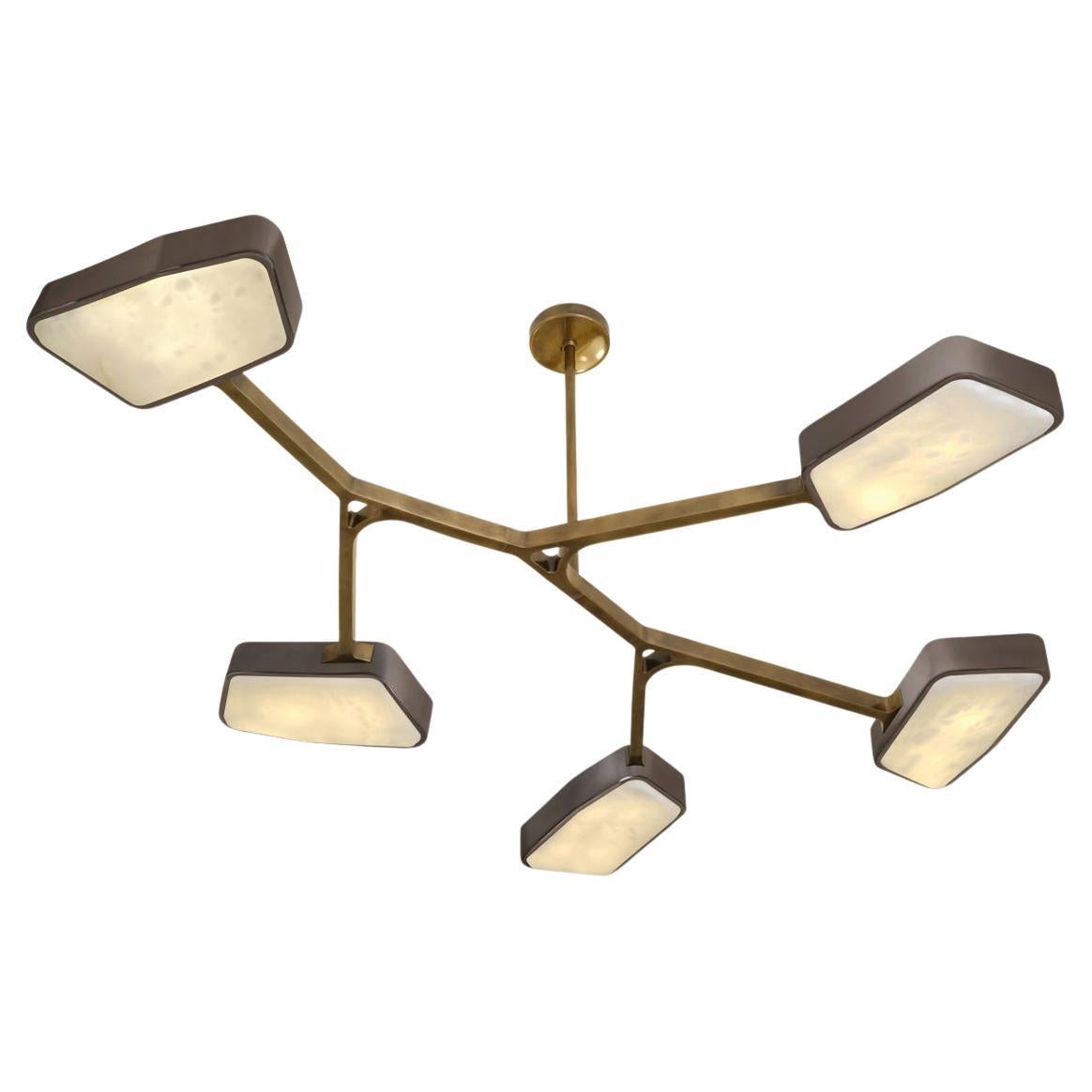 Orchid N.5 Ceiling Light by Gaspare Asaro. Peltro and Bronze Finish For Sale