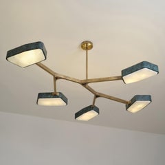 Orchid N.5 Ceiling Light by Gaspare Asaro. Verde Pietra and Bronze Finish