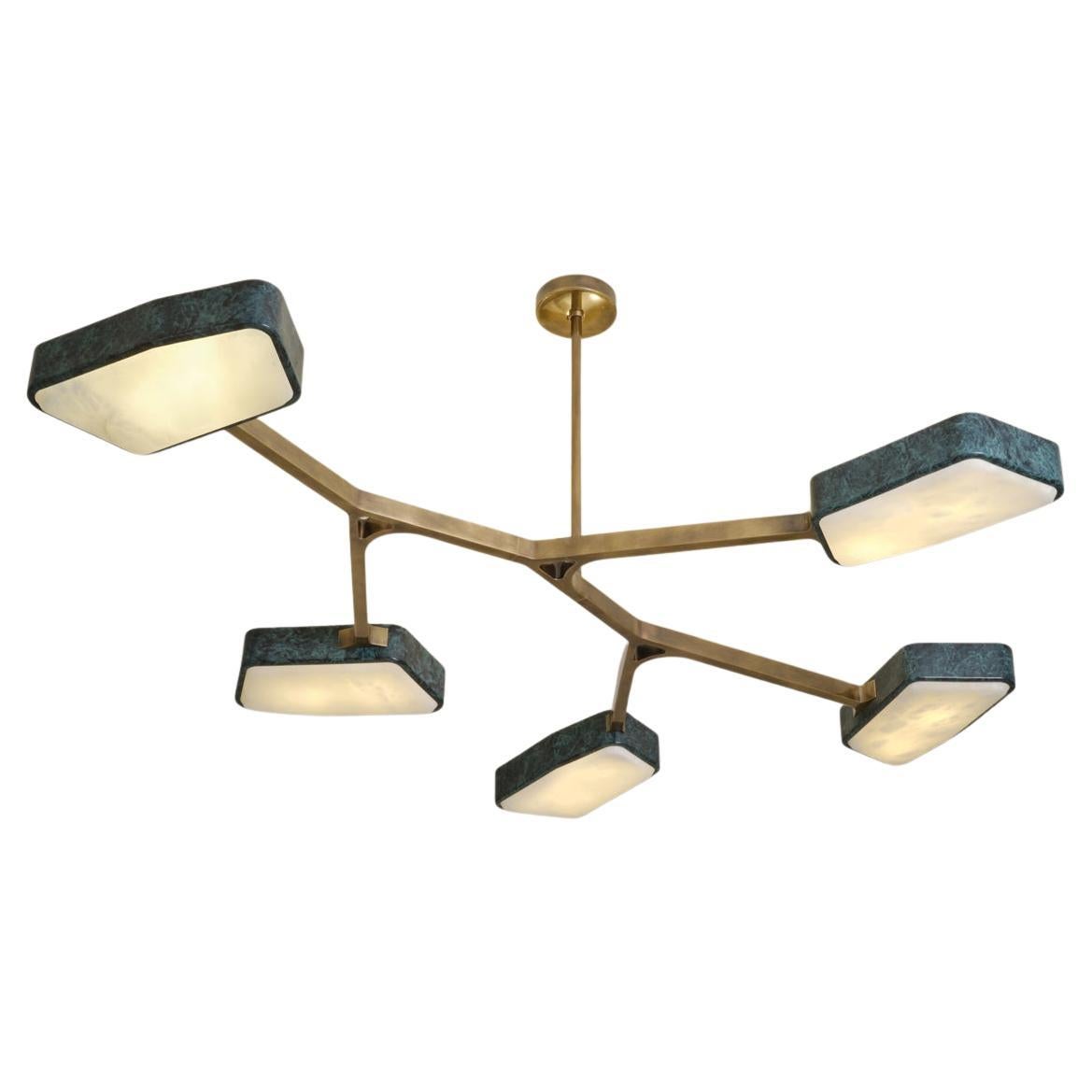 Orchid N.5 Ceiling Light by Gaspare Asaro. Verde Pietra and Bronze Finish