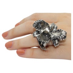 Orchid Ring Sterling Silver, Handcrafted, Italy