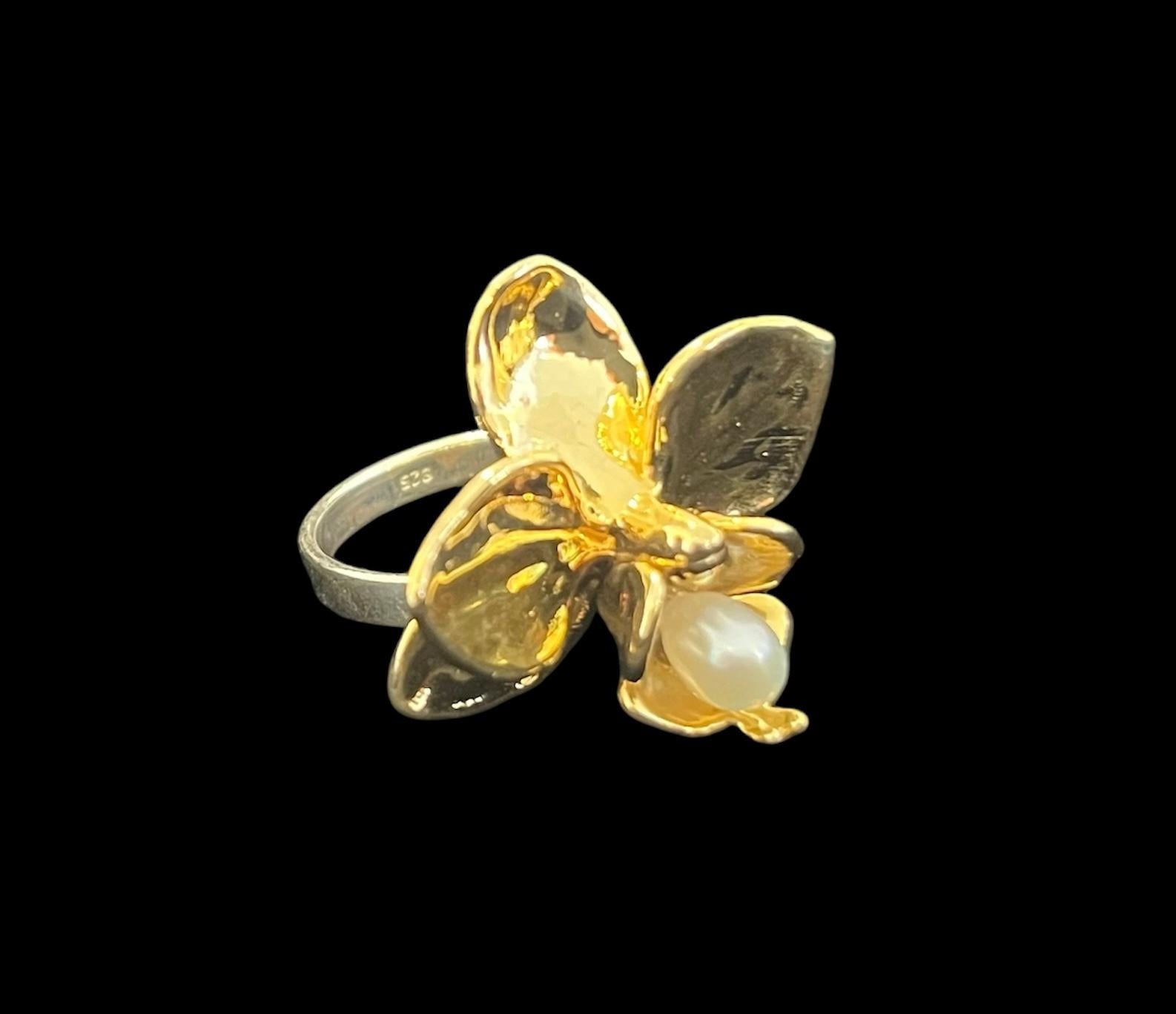 Uncut Orchid Ring with Pearl - Tavia Atelier x Kristina Larson For Sale