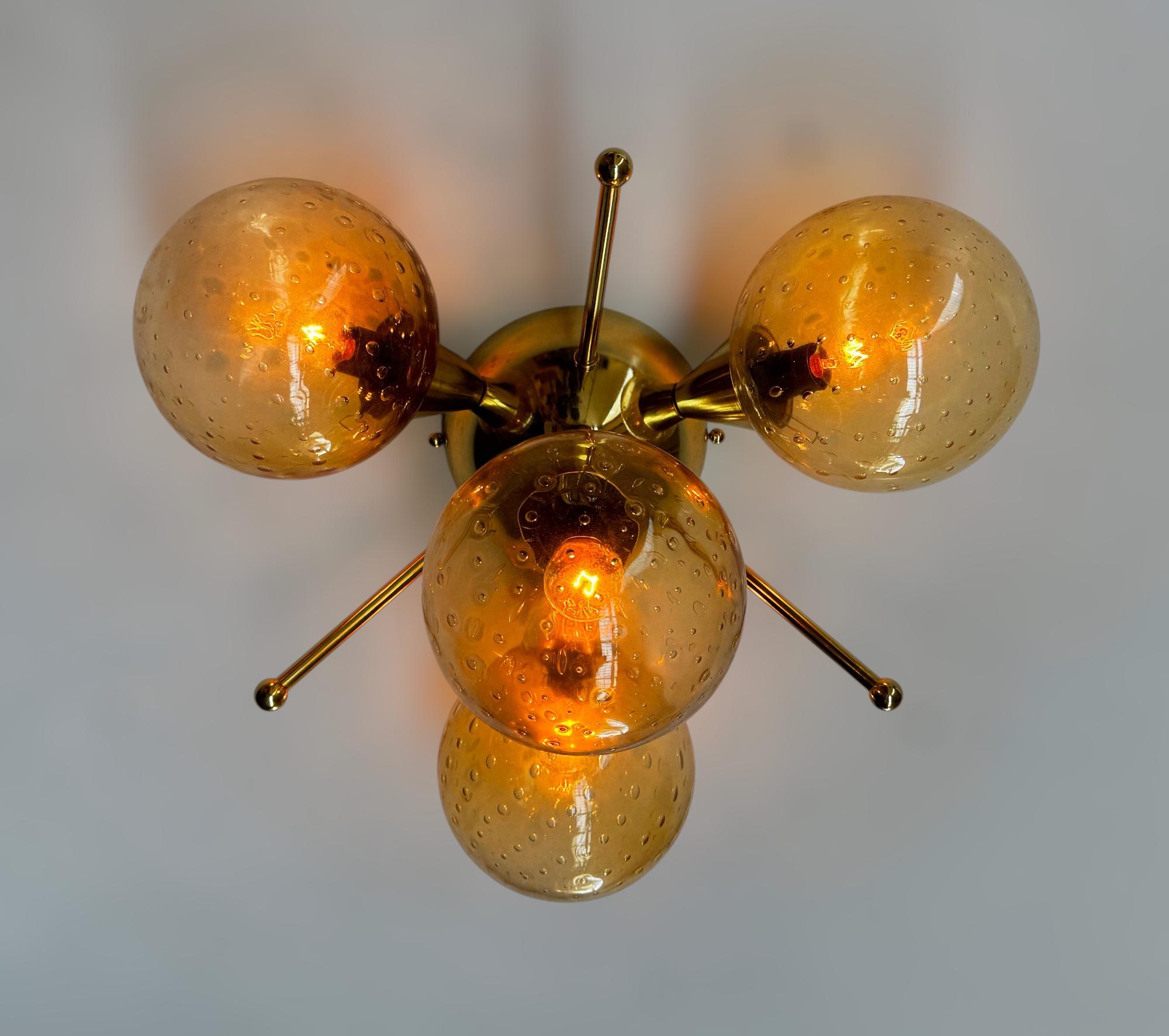 Brass Orchidea Globe Flush Mount by Fabio Ltd For Sale