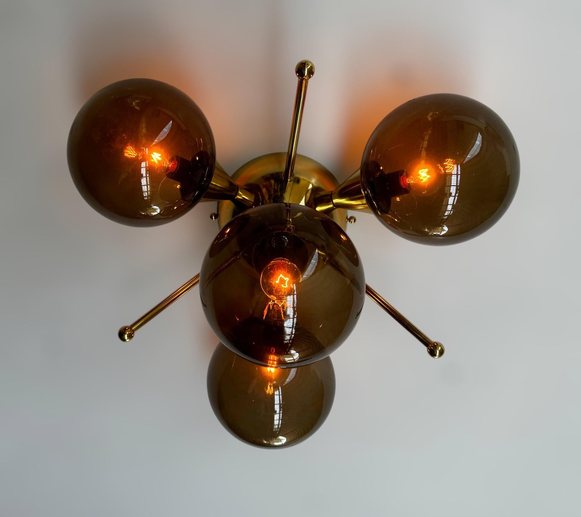 Brass Orchidea Globe Flush Mount by Fabio Ltd For Sale