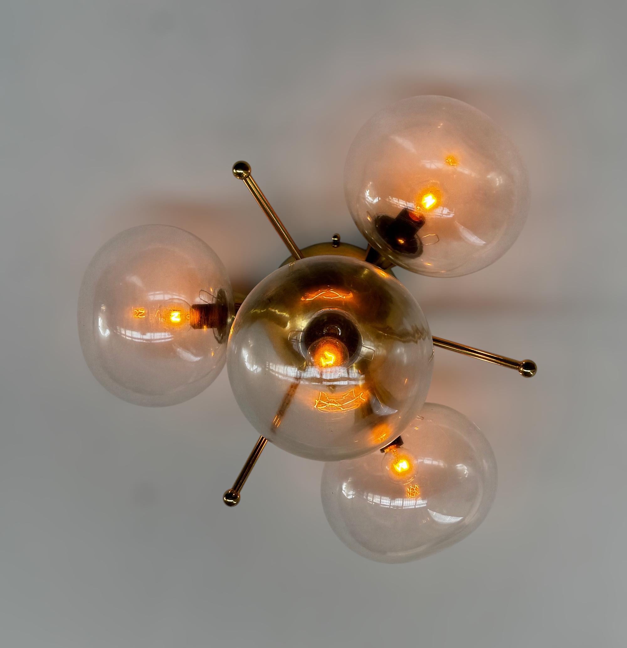 Brass Orchidea Pebble Flush Mount by Fabio Ltd For Sale