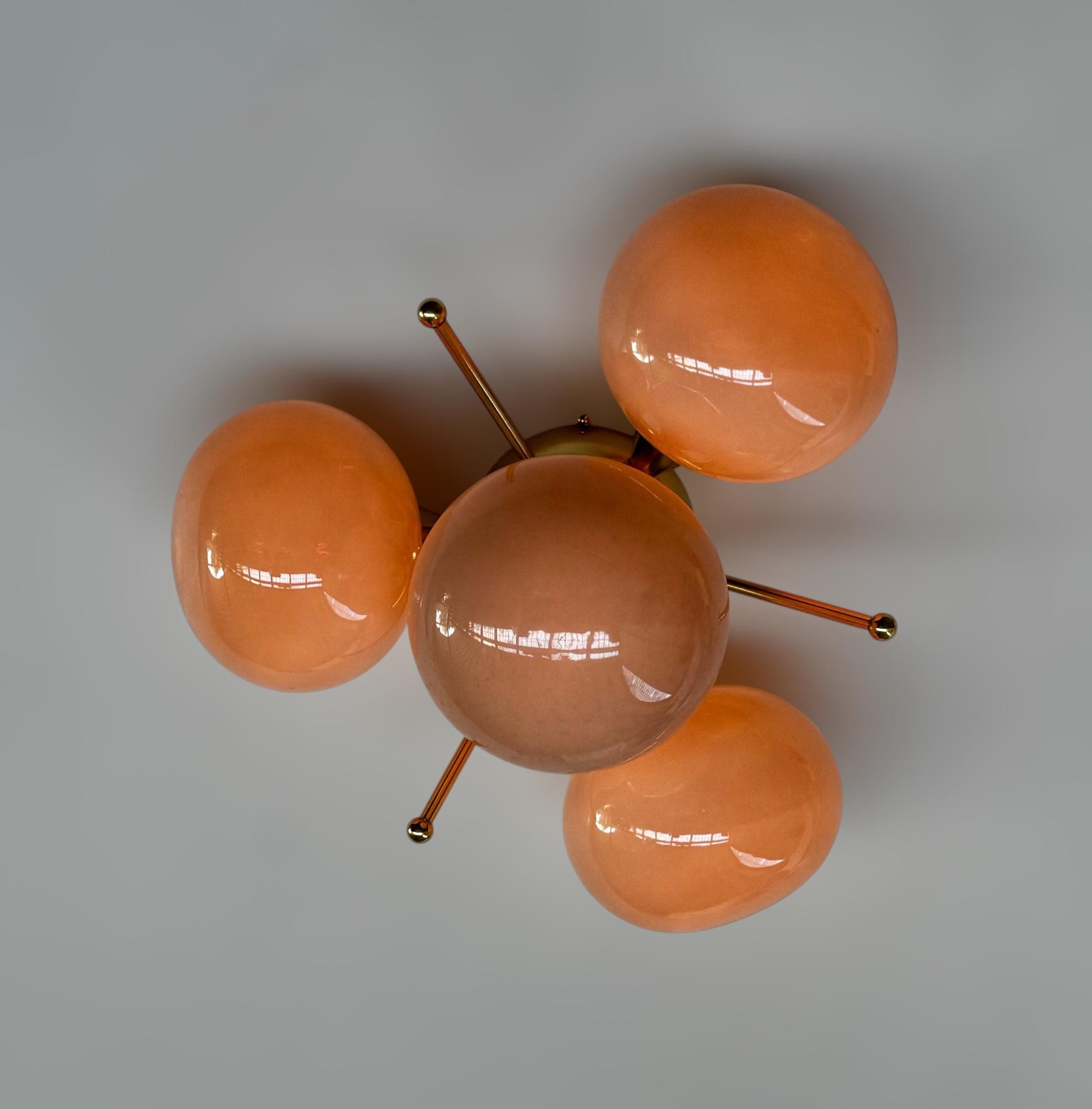 Brass Orchidea Pebble Flush Mount by Fabio Ltd For Sale