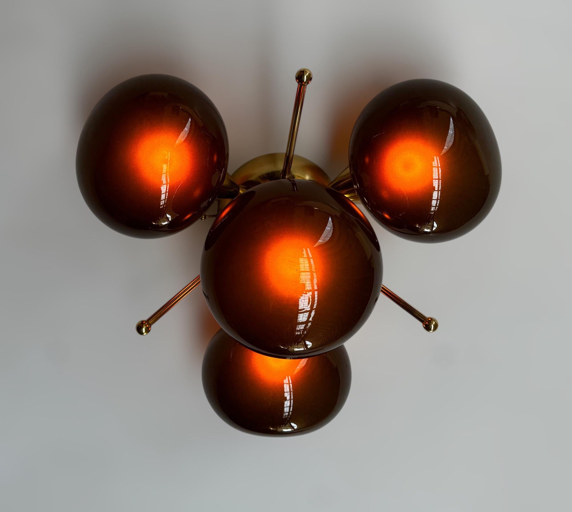 Brass Orchidea Pebble Flush Mount by Fabio Ltd For Sale