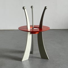 Orchidea Beistelltisch, Massimo Morozzi für Archizoom, Silber und Orange, 80er Jahre Italien