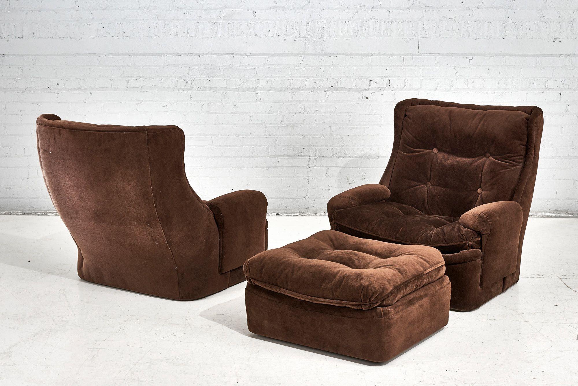 Orchidee Lounge Chairs by Michel Cadestin for Airborne with Ottoman France, 1968 For Sale 4