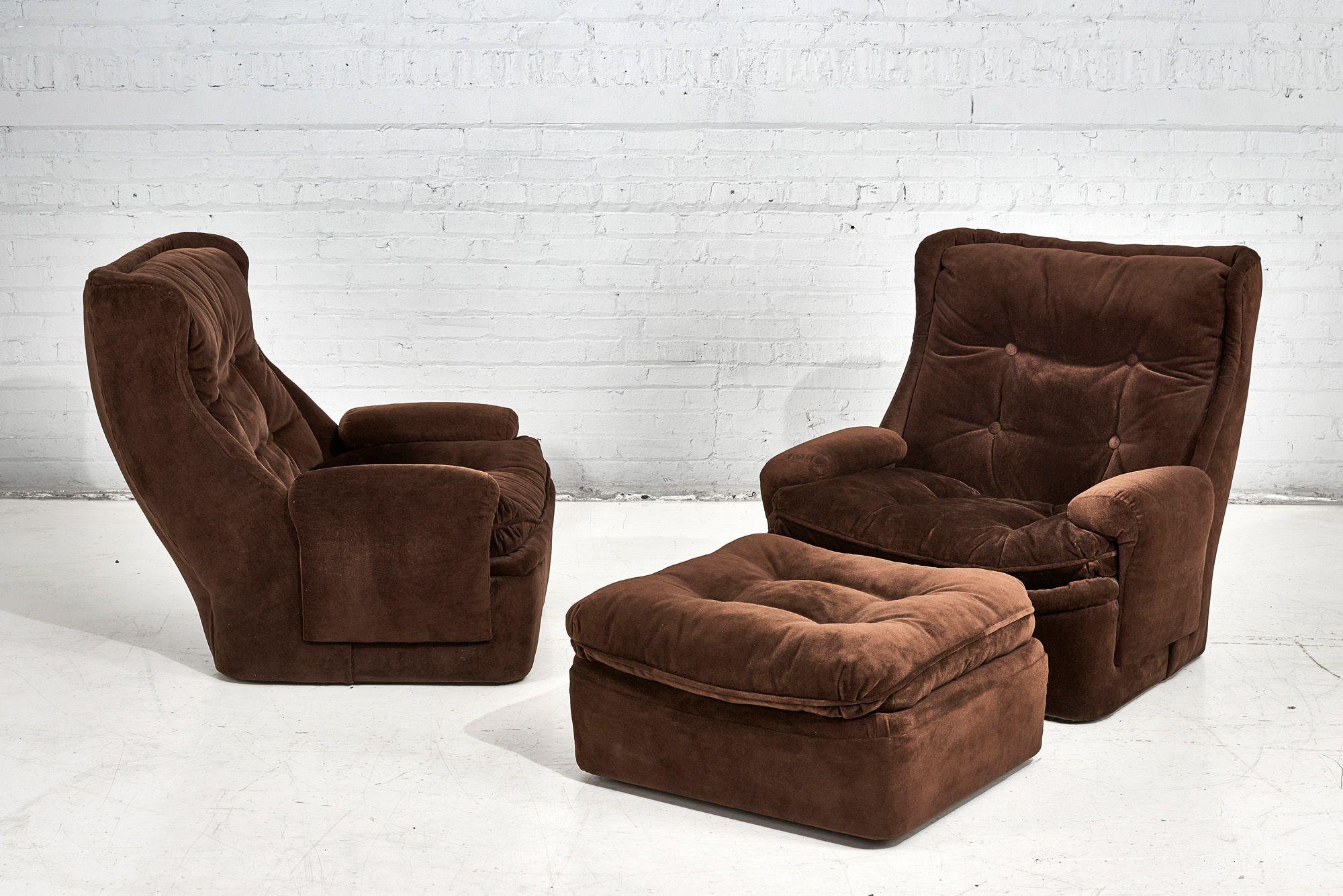 Orchidee Lounge Chairs by Michel Cadestin for Airborne with Ottoman France, 1968 For Sale 5