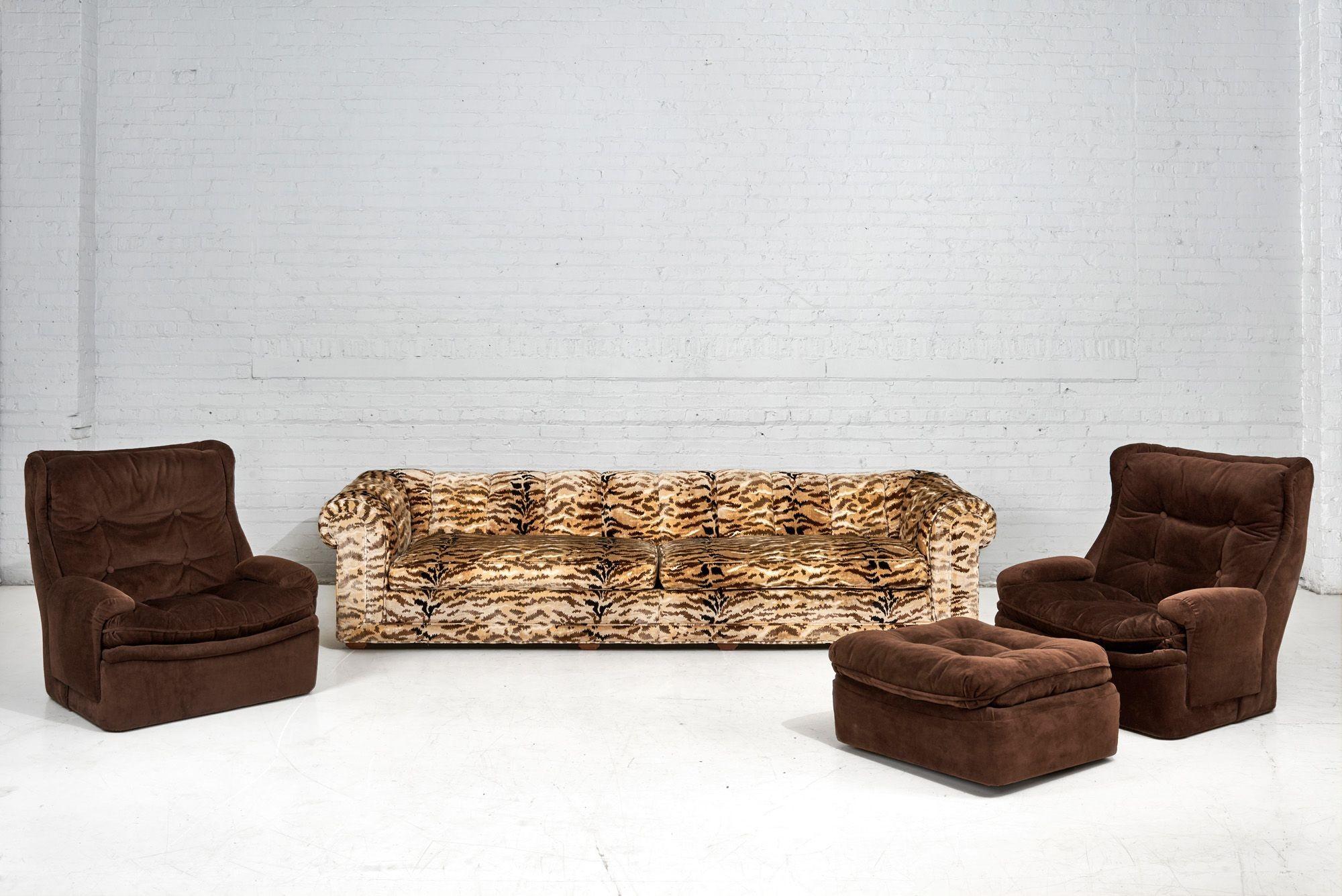 Orchidee Lounge Chairs by Michel Cadestin for Airborne with Ottoman France, 1968 For Sale 8